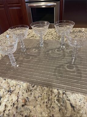 Vintage Crystal Coupe / Champagne Glasses - Set of 5